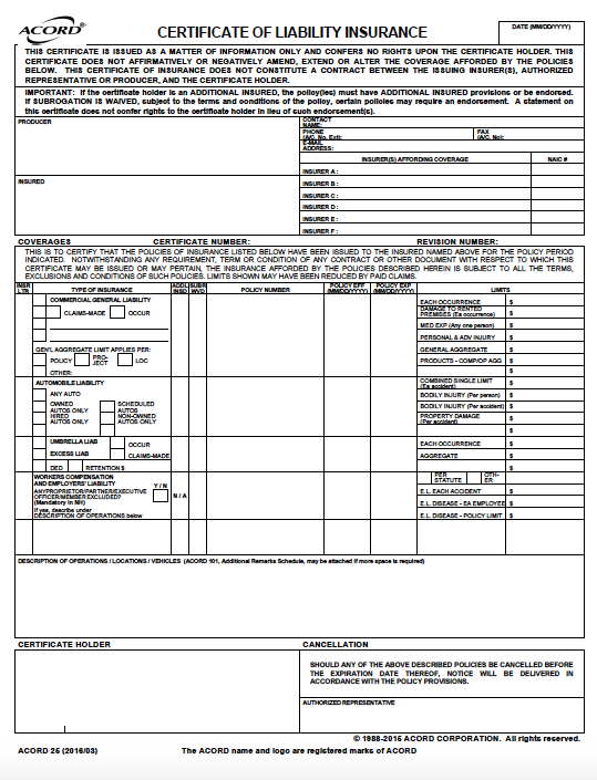 Instant-Certificates certificate of insurance
