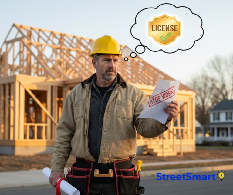 A NJ contractor in Freehold looking at a "Stop Work" order because he lacks a license and bond